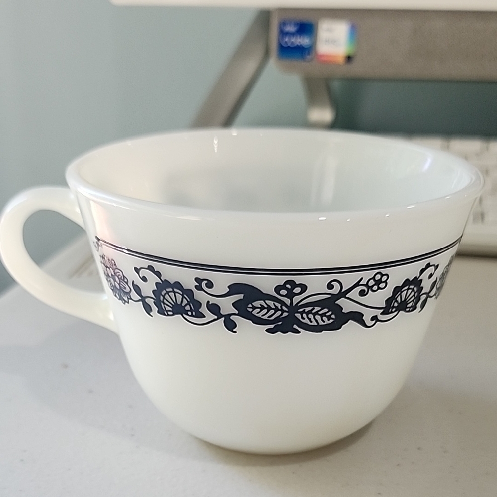 Corningware White and Blue Mug